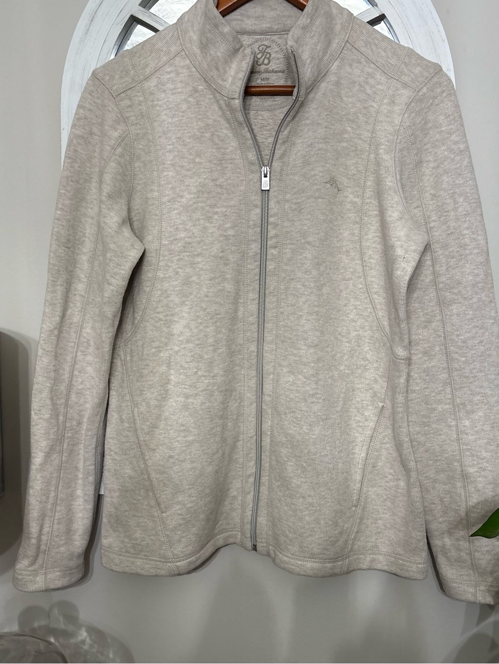 Men’s Tommy Bahama Oatmeal Cotton Full Zip like new Jacket size M